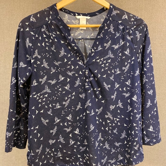 H&M Lightweight Long Sleeve Shirt with Bird Motif - Picture 4 of 4